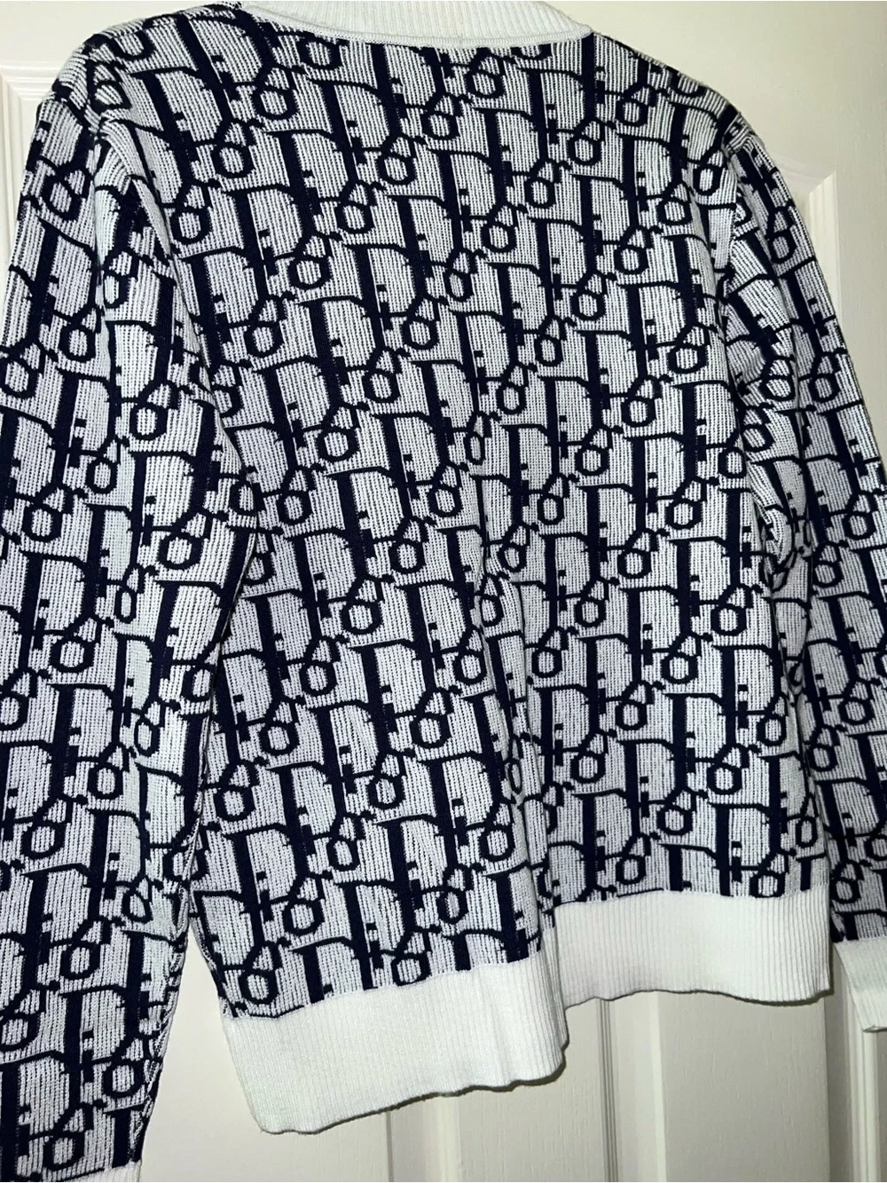 Monogram Knit Cardigan - Navy & White - Picture 2 of 2
